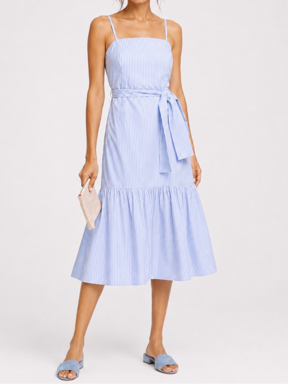 BANANA REPUBLIC Women’s Blue & White Stripe Super Stretch Midi Dress-Size 6, NWT